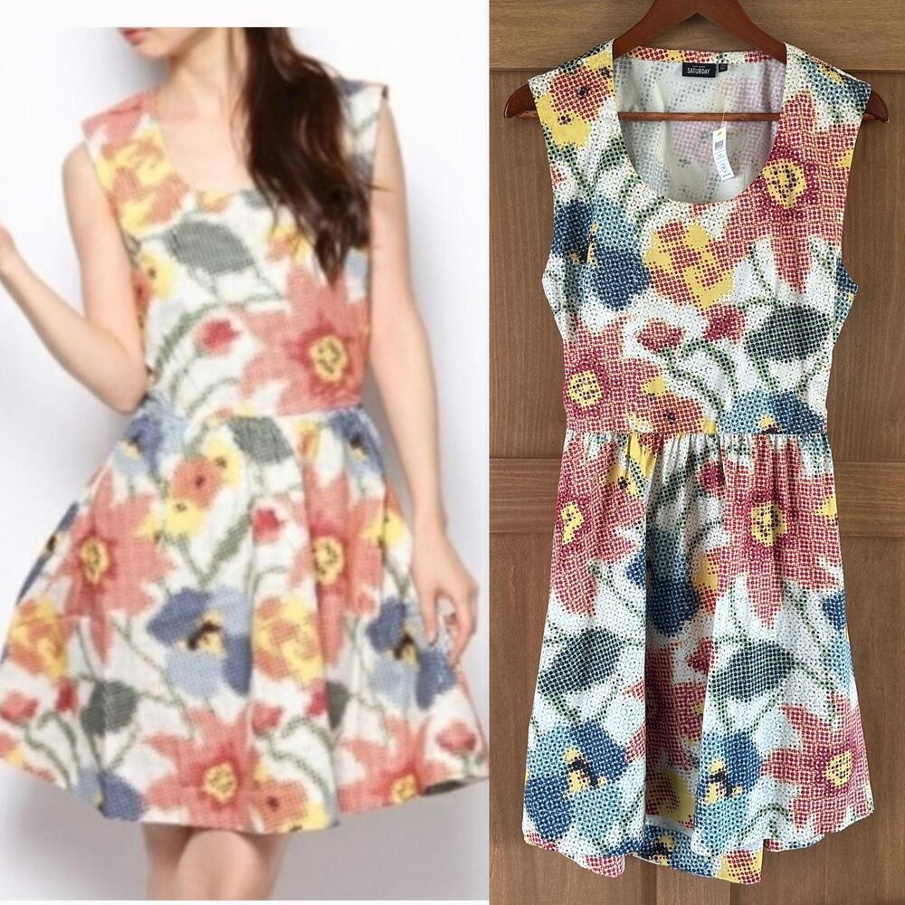 NWT Kate Spade Saturday Photo Floral Open Back A-line Mini Dress Women’s Medium - Picture 1 of 15